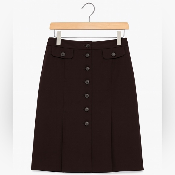 Ann Taylor Dresses & Skirts - Ann Taylor Loft Women’s Size 2 Brown Button Front Pleated Lined Skirt.
